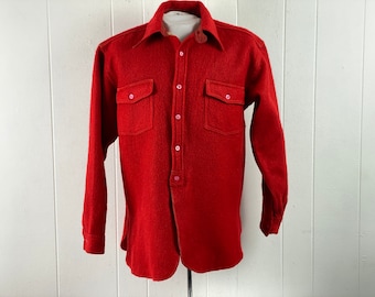 トップス 50s Vintage lace up wool pullover shirt Size S Vintage 1920s Link Button Collar Wool Workwear Work Shirt