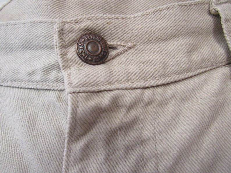 Vintage Levis pants, big E Levis pants, white denim pants, painter's pants, distressed denim, vintage clothing, 37.5 x 28.5 image 3