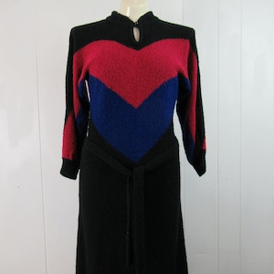 Vintage dress, 1970s dress, Chevron dress, color dress, knit dress, mod dress, vintage clothing, size medium