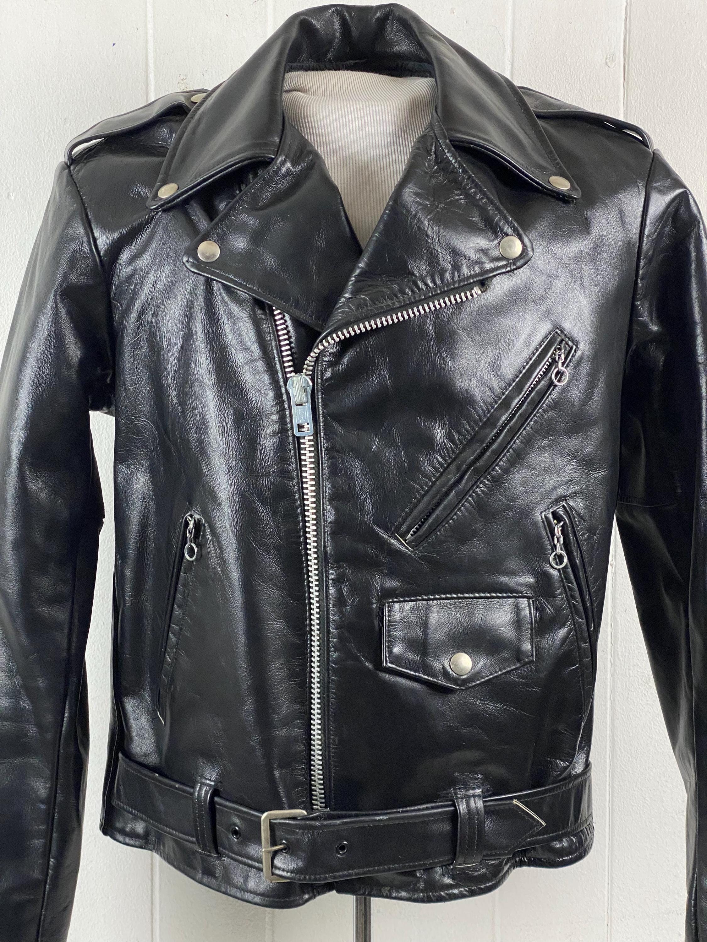 Leather Jacket, Size 40, Vintage Leather Jacket, 1970s Biker