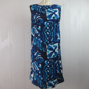 Vintage dress, Hawaiian dress, 1960s dress, cotton dress, blue dress, Aloha dress, vintage clothing, size medium