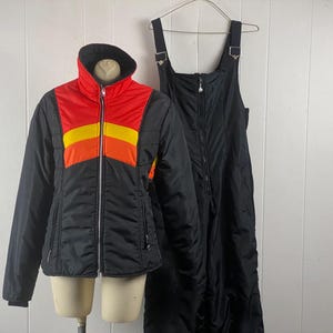 Vintage Obermeyer jacket and pants, size large, Rainbow jacket and pants, ski outfit, 1970s ski suit, vintage skiing, vintage clothing