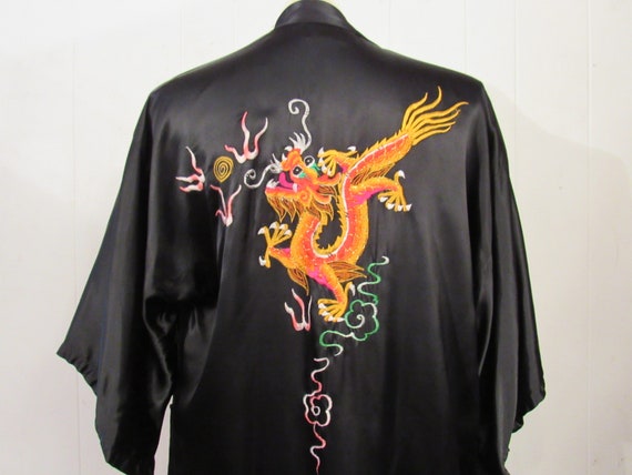 Vintage robe, dragon robe, asian robe, satin robe,