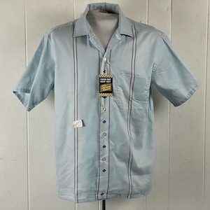 Vintage shirt, size large, 1950s shirt, button down shirt, Rockabilly shirt, top button loop, Sandy Mac Donald, vintage clothing, NOS