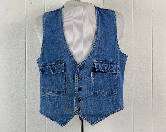 Vintage Vest, Size Large, Levi's Denim, Levi's Vest, 1970s Vest, Levi's