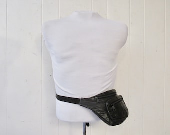 Vintage Leather Fanny Pack Black Leather Mexico - Etsy display picture 1