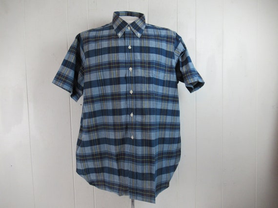 Vintage shirt, Madras shirt, 1960s shirt, button d
