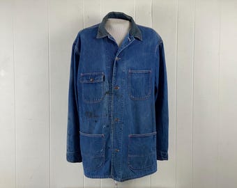 Chaqueta vintage, talla XL Tall, chaqueta de trabajo sin forro, chaqueta de trabajo, chaqueta de los años 60, chaqueta vaquera desgastada, chaqueta Sears, ropa de trabajo vintage