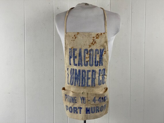 Vintage Apron, 1950s Apron, Work Apron, Advertising Apron