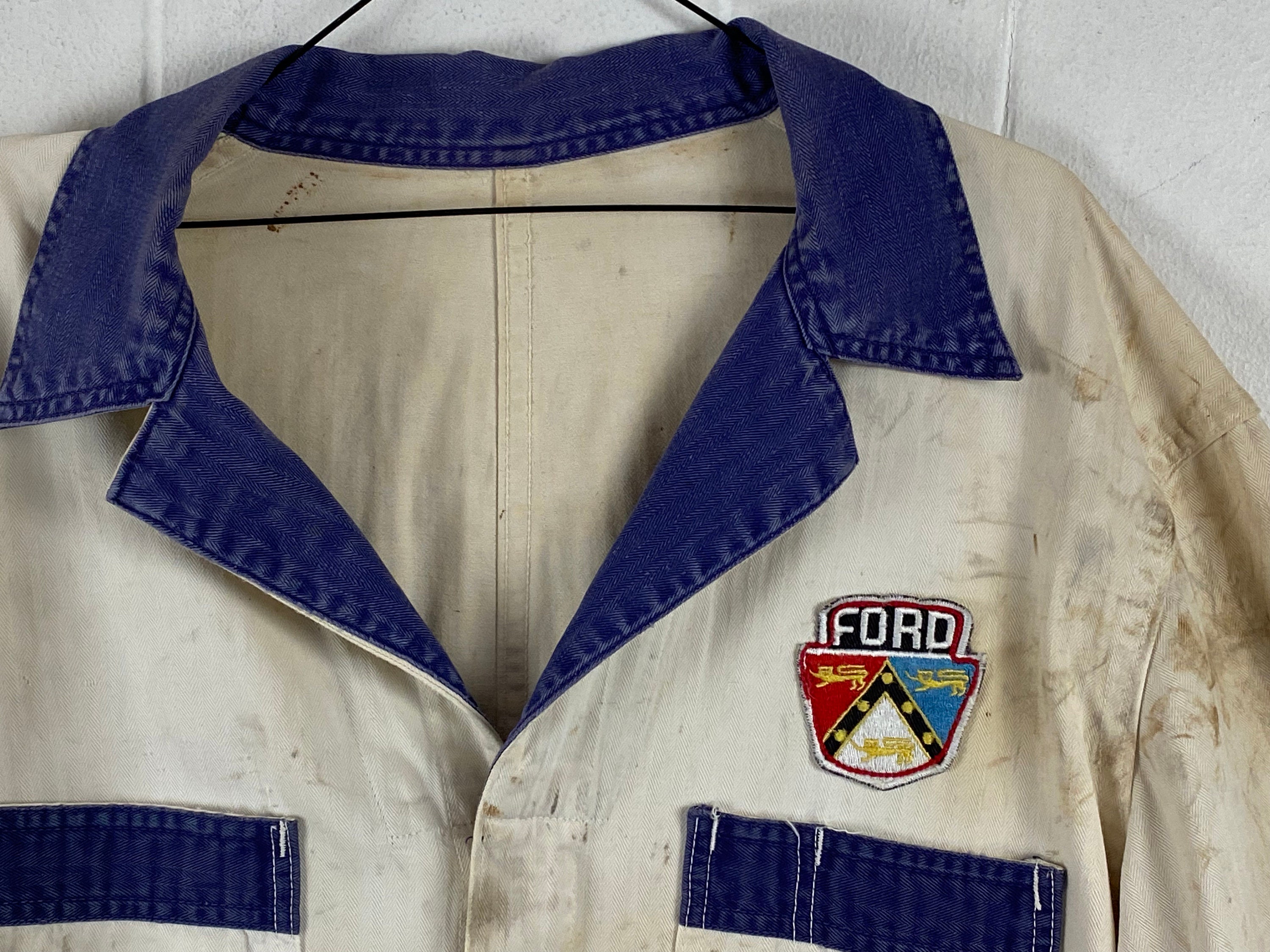 Vintage Ford, Vintage Jacket, Size Large, 1950s Shop Coat, HBT Jacket, Shop Jacket, Ford Work Jacket, Workwear, Ford Patch, Vintage Clothing Vintage Ford, Vintage Jacket, Size Large, 1950s Shop Coat, HBT Jacket, Shop Jacket, Ford Work Jacket, Workwear, Ford Patch, Vintage Clothing