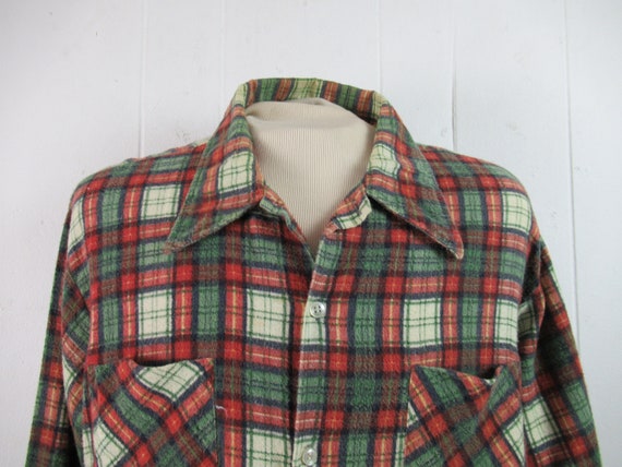 Vintage shirt, 1960s shirt, flannel shirt, plaid … - image 2