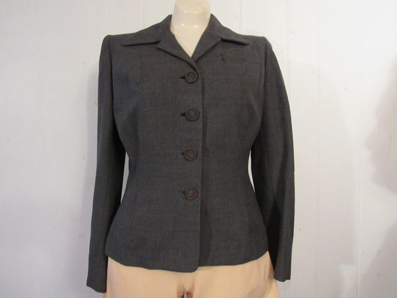 Vintage jacket, 1940s jacket, gray jacket, Rockab… - image 1