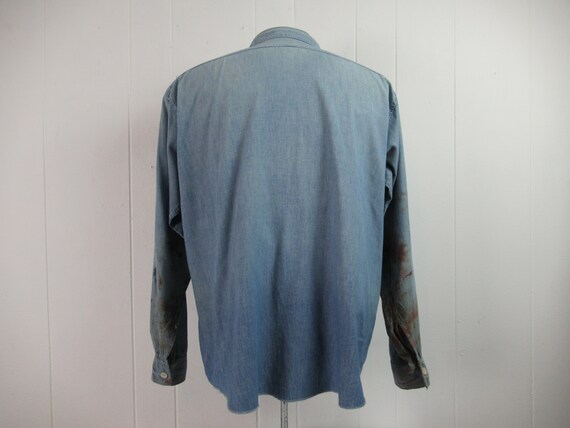 Vintage shirt, 1950s shirt, chambray shirt, distr… - image 5