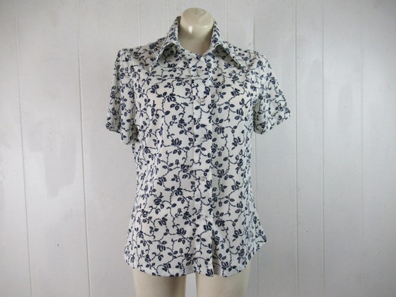 Vintage shirt, Disco shirt, 1970s shirt, short sle