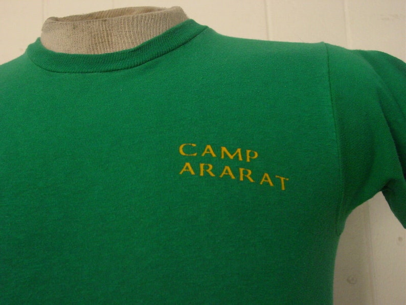 1970s t shirt Vintage t shirt S size small blue block Champion t shirt vintage clothing Camp Ararat t shirt