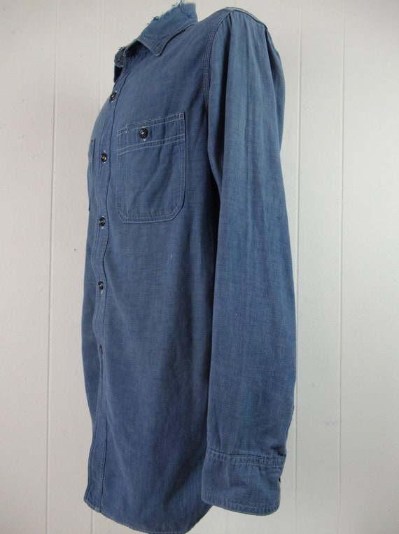 Vintage shirt, 1940s work shirt, 1940s chambray shirt… - Gem