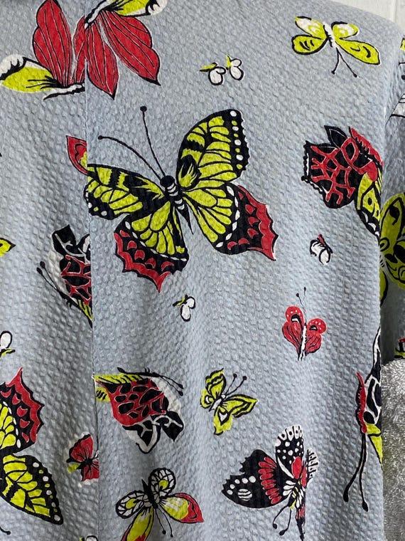 Vintage robe, size large, 1950s robe, butterfly r… - image 7