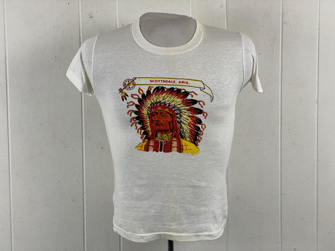 Vintage T Shirt, Size XS, 1960s T-shirt, Indian Chief Head T Shirt