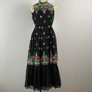 Vintage dress, size medium, 1960s dress, embroidered dress, crochet dress, blossom dress, Boho dress, hippy dress, vintage clothing