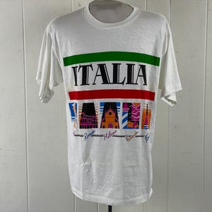 Vintage t shirt, size XL, Italia t shirt, 1980s t shirt, Italia t shirt, travel t shirt, Pisa, Roma, Milano, Venezia, vintage clothing, NOS