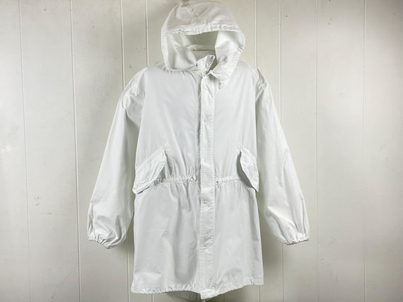 Vintage Parka, Size XL, Military Parka, White Cotton Jacket, 1970s