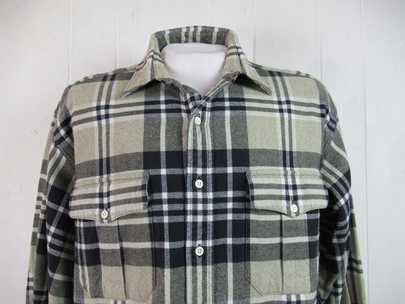 Vintage shirt, Polo Ralph Lauren shirt, cotton flannel shirt, plaid shirt, 1980s shirt, vintage flannel, vintage clothing, size large image 2