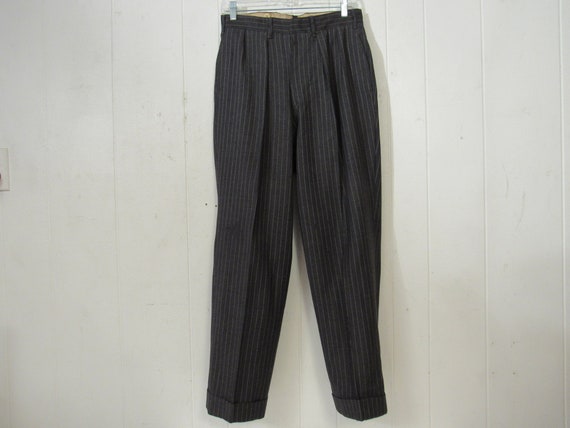 Vintage pants 1940s pants gangster pants 28 x 28 pinstripe pants vintage slacks vintage clothing