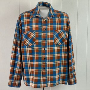 Vintage shirt, 1970S shirt, cotton flannel Shirt, plaid flannel shirt, vintage plaid shirt, button down shirt, vintage clothing, size XL
