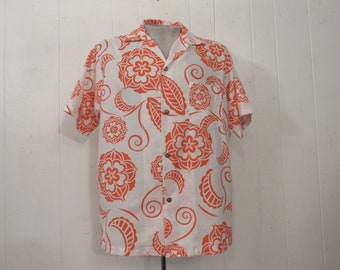 Vintage shirt, Hawaiian shirt, 1960s shirt, vintage Hawaiian, aloha shirt, vintage clothing, size medium