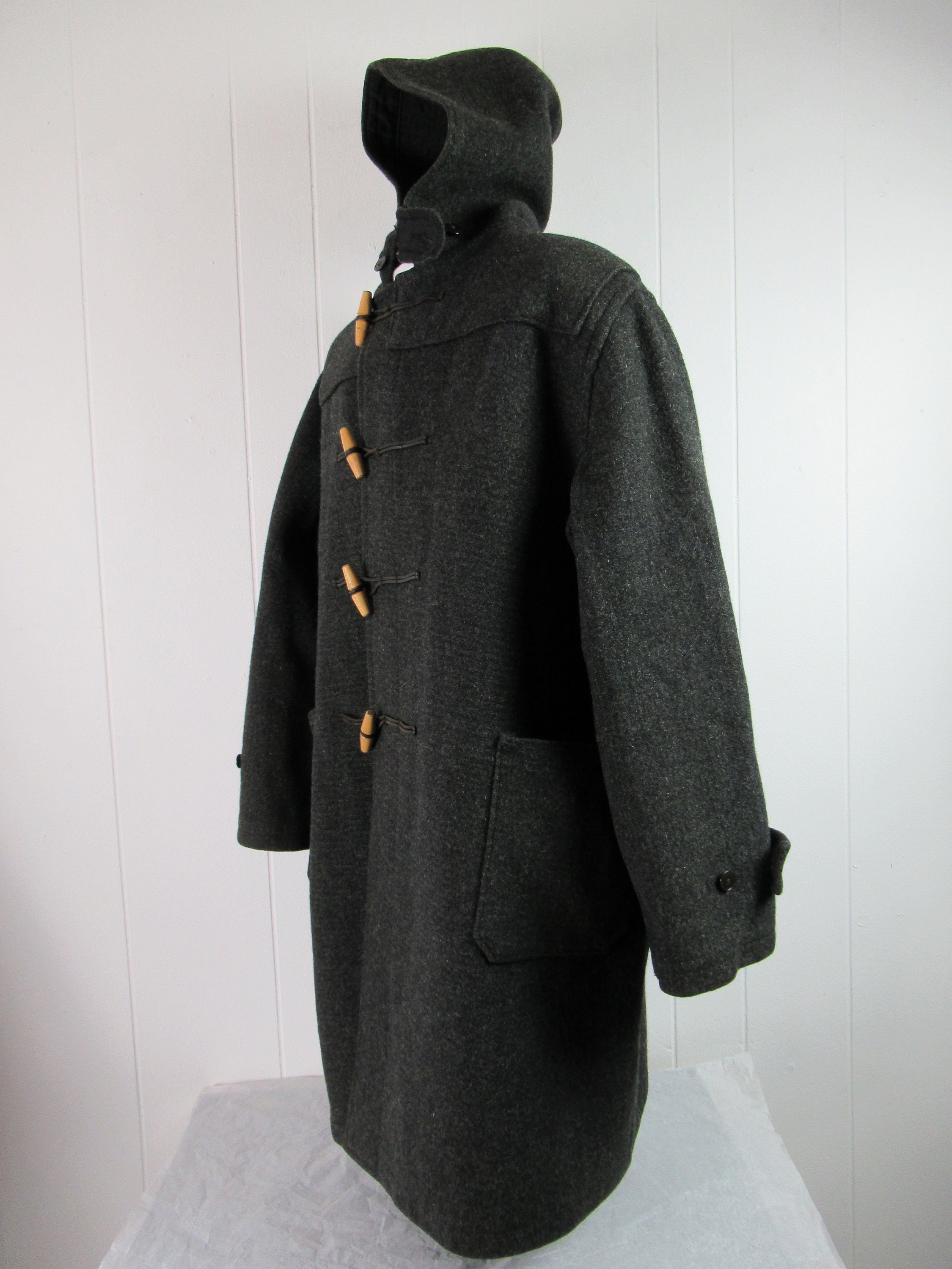 Vintage Coat, Duffle Coat, 1960s Coat, Toggle Coat, Hooded
