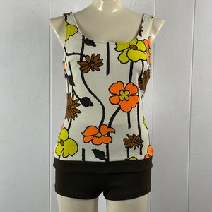 Vintage swimsuit, size medium, vintage bathing suit, 1960s bathing suit, Mod swimsuit, mid century modern, two piece suit, vintage swimwear