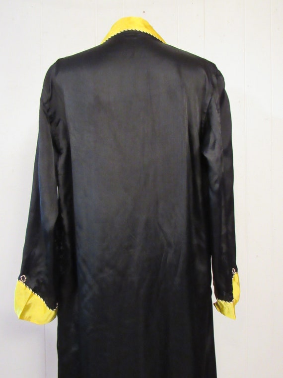 Vintage robe, asian robe, silk robe, black and ye… - image 6