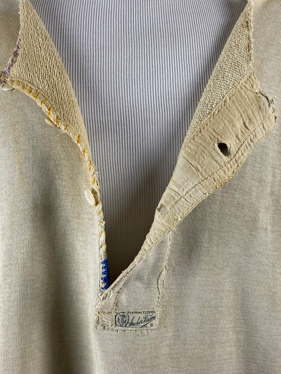 Maglietta Henley Uomo In Cotone A Maniche Corte – Vintage Con Lacci - 4