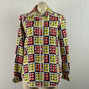 Vintage shirt, 1960s blouse, Op art shirt, geometric shirt, Mod shirt, vintage shirt, women&#39;s shirt, vintage clothing, size large
