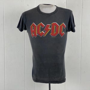1980s AC DC t shirt, size small, 1980 Ac Dc t shirt, Back in Black t shirt, concert tour t shirt, rock & roll t shirt, vintage clothing