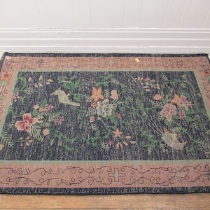 Vintage tapijt, Chinees tapijt, jaren 1920 tapijt, Art Deco tapijt, handgemaakt tapijt, wollen tapijt, Chinees textiel, weven, 5 ' x 3' afbeelding 7