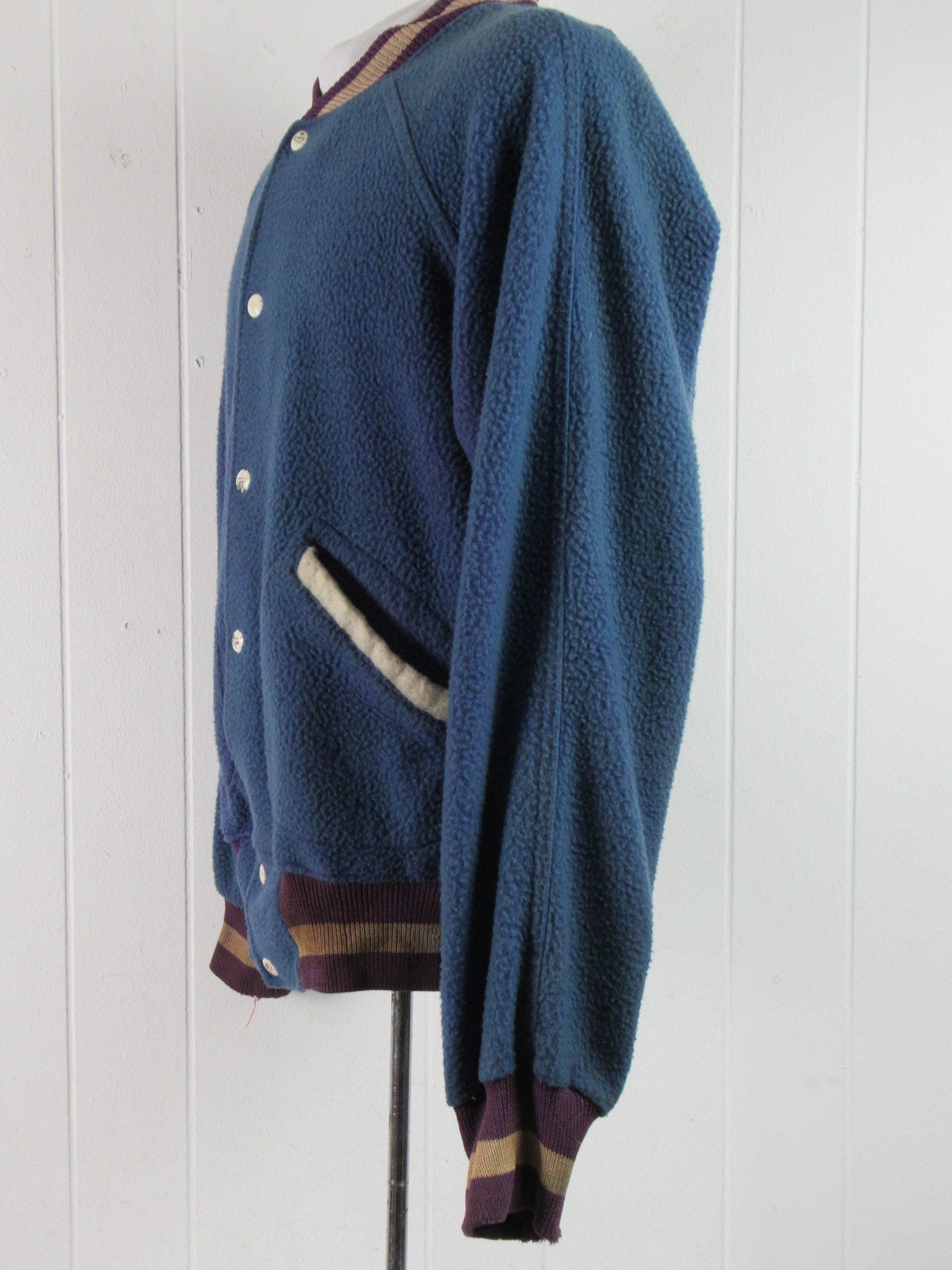 Vintage Jacket 1960s Jacket Fleece Jacket Blue Jacket ABC - Etsy