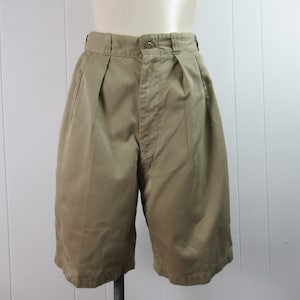 Vintage shorts, 1950s shorts, khaki cotton shorts, military shorts, U.S. Army shorts, vintage clothing, size 28