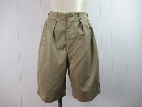 Vintage shorts, 1950s shorts, khaki cotton shorts… - image 1