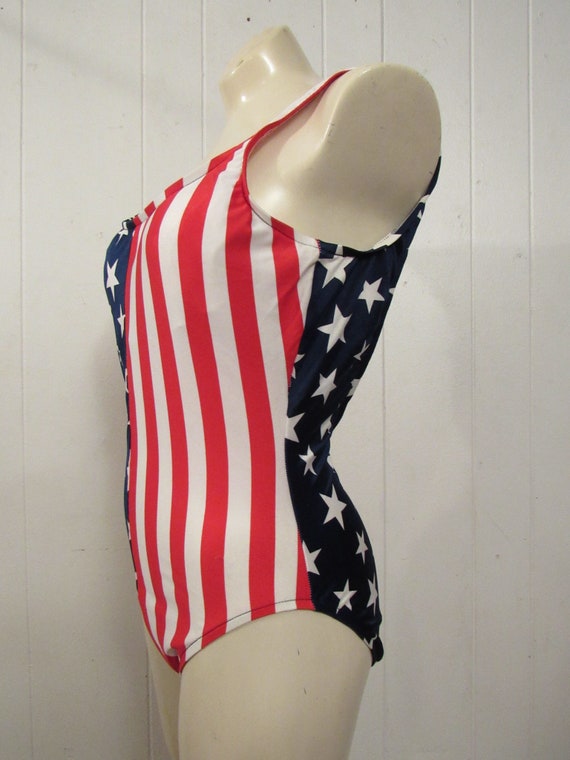 Vintage swimsuit, 1980s swimsuit, American flag s… - image 2