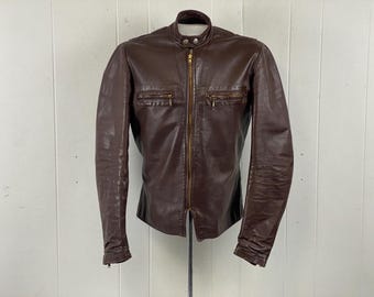 Motorcycle jacket, size small, brown motorcycle jacket, 1960s motorcycle jacket, Brooks motorcycle jacket, cafe racer, vintage clothing