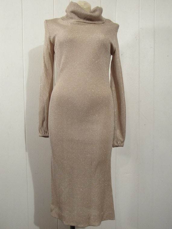 Vintage dress, 1970s dress, disco dress, metallic… - image 3