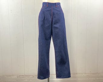 Vintage pants, 29" waist, 1950s pants, side zip jeans, denim pants, high waisted jeans, 50s jeans, Rockabilly jeans, vintage clothing, NOS