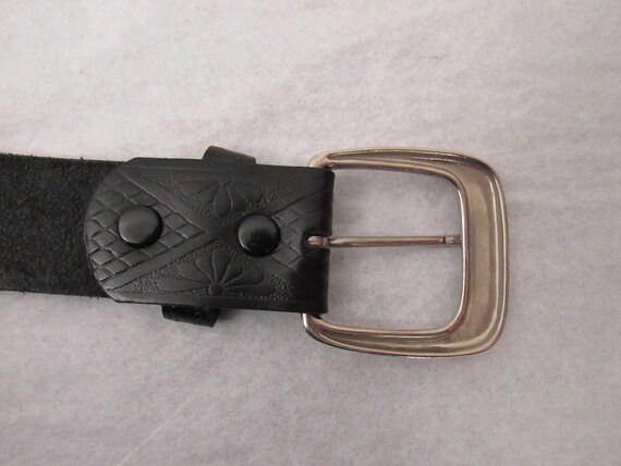 Vintage belt, 1970s belt, black leather belt, mot… - image 6