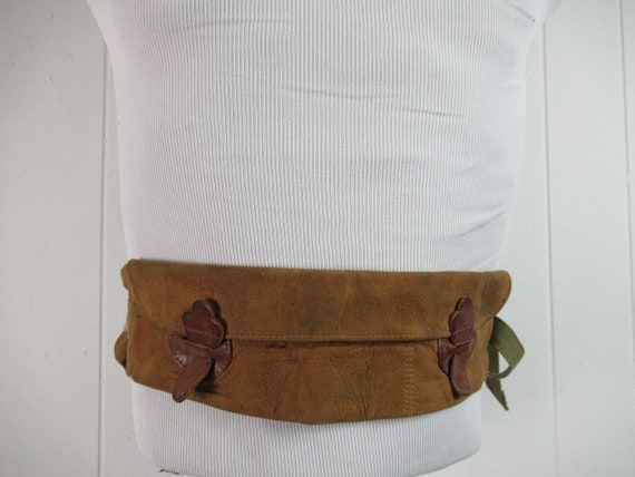 Vintage money belt, 1930s money belt, leather mone