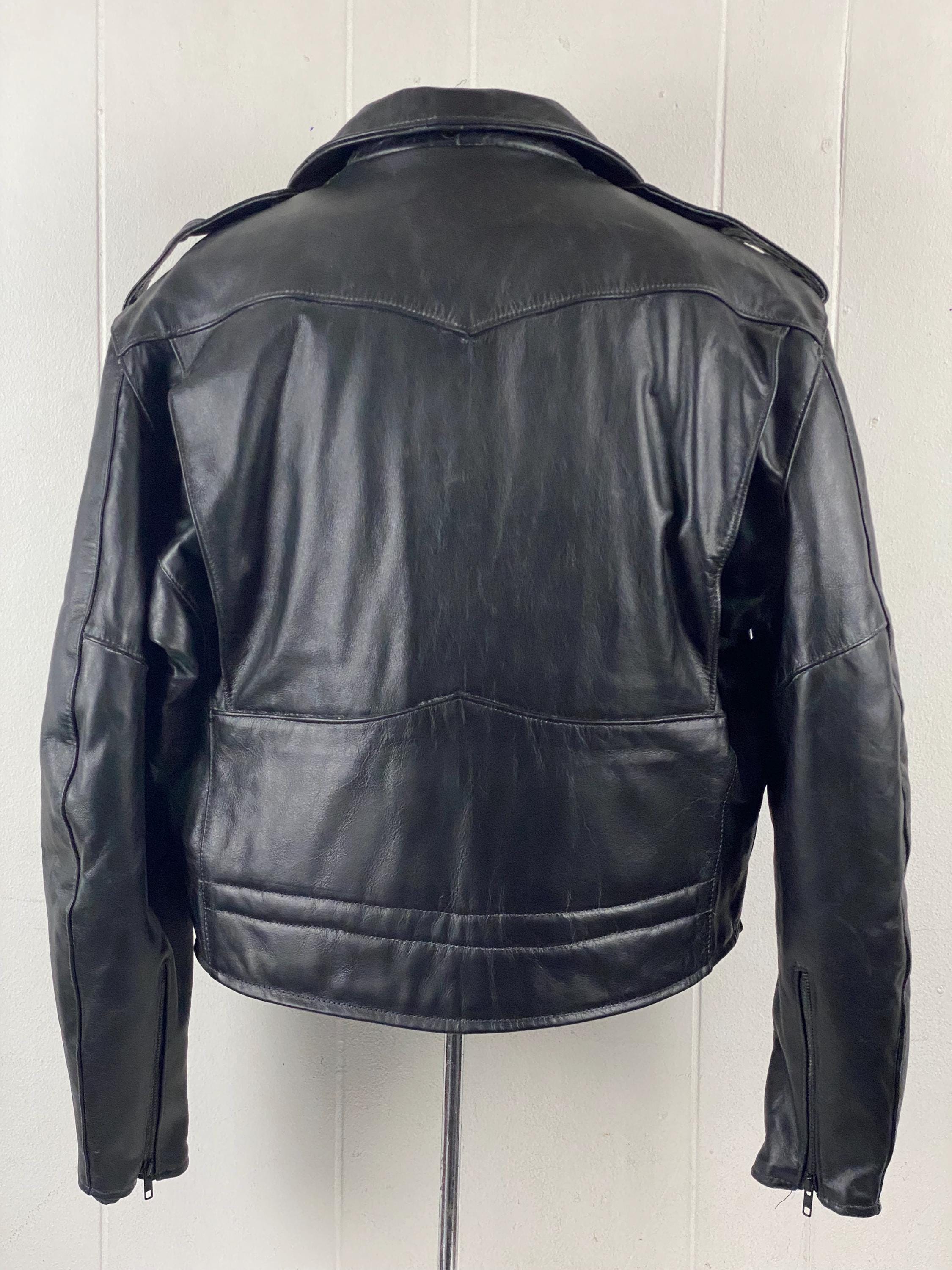Vintage Leather Jacket, Size 46, Vintage Motorcycle Jacket, Police