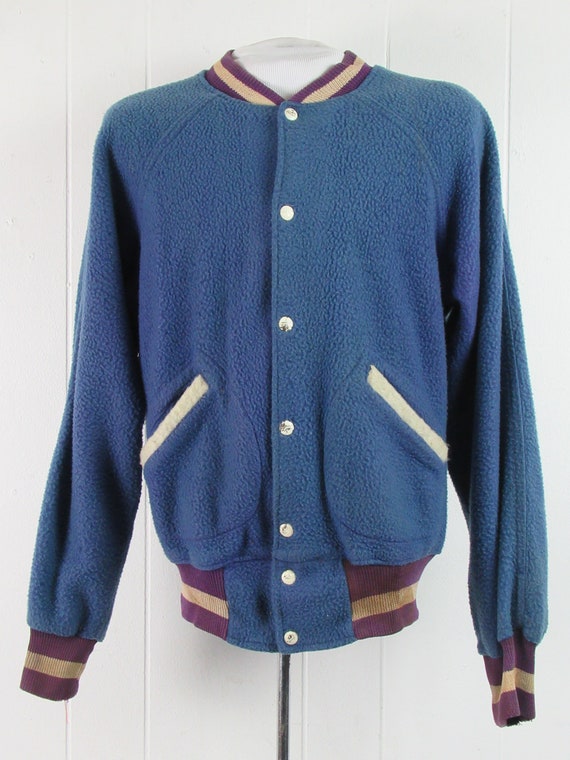 Vintage jacket, 1960s jacket, fleece jacket, blue… - image 3