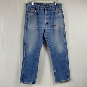 Vintage jeans, 35 X 30, 1980s denim pants, distressed jeans, Hige denim pants, painters pants, vintage denim, Rustler USA, vintage clothing
