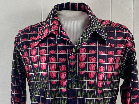 Vintage shirt, size large, disco shirt, 1970s shi… - image 4