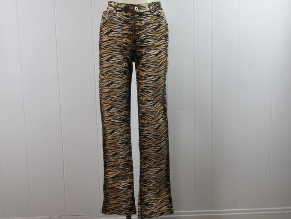 Vintage pants, tiger pants, 1980s pants, stretch p